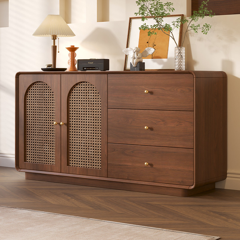 实木餐边柜靠墙一体储物柜