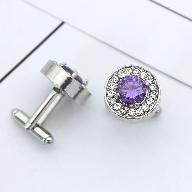KOREAN VERSION OF PERSONALITY FASHION CRYSTAL ROUND DIAMOND STONE CUFFLINKS MENS FRENCH VERSATILE SHIRT ARMSTUDS BUTTON TIDE