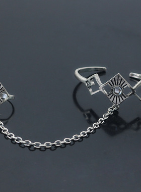 欧美创意潮流指环手链一体女饰品