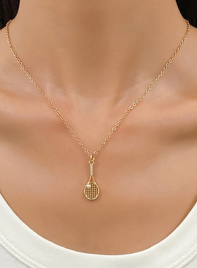 韩式爆款网球拍吊坠锁骨链