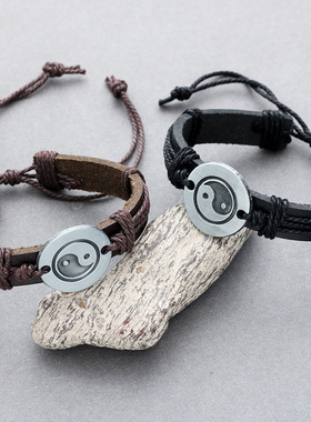 潮男合金国潮复古宽手带手链手环