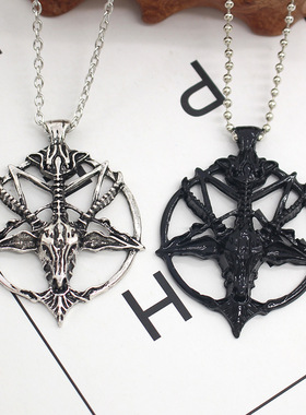 暗黑风格锌合金镂空男士吊坠项链