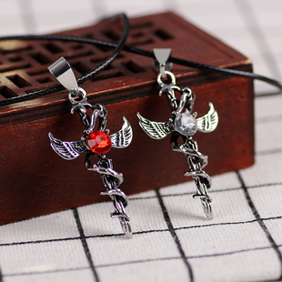 欧美复古时尚蛇形镶钻权杖项链吊坠 夜店个性创意毛衣链饰品潮男