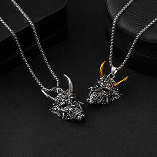 动漫周边金角般若项链暗黑鬼怪面具嘻哈霸气炫酷个性毛衣学生礼物