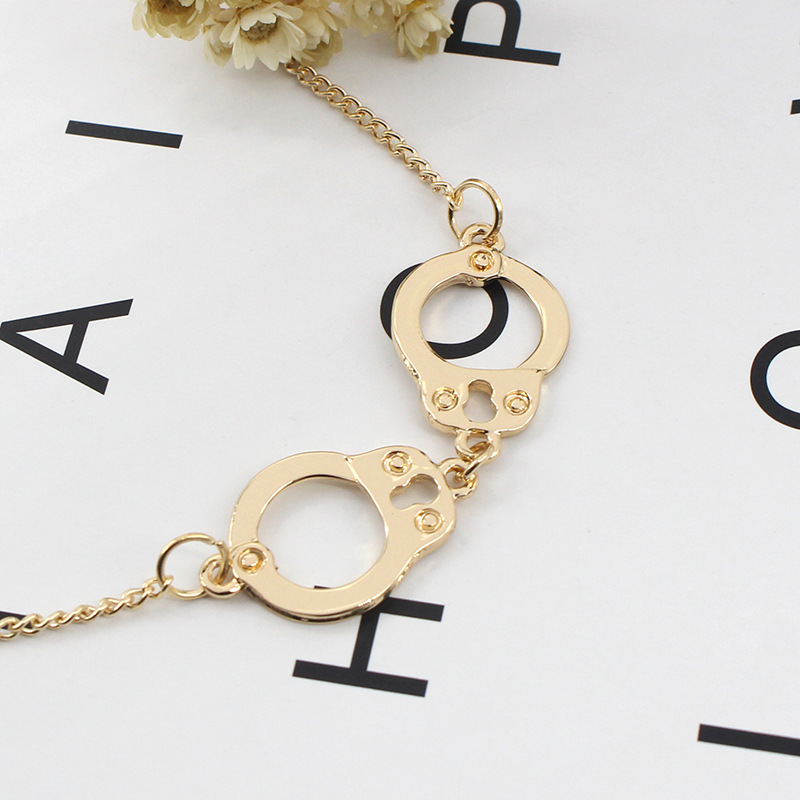 韩版项链女学生 影视同款五十度灰同款手铐吊坠 简约金银情侣项链