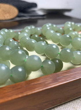【晴水】和田玉青海料晴水手链胶质感强19颗单珠10mm