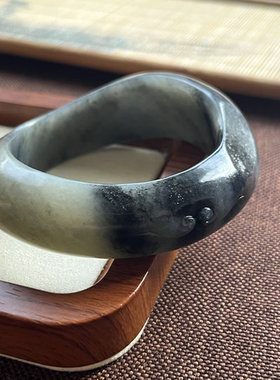 【如意石】新疆和田玉青花籽料如意手镯真皮真毛孔柔光附证书