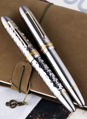 MAJOHN末匠P141钛合金大型活塞钢笔男士练字专用锤纹40型8号金夹