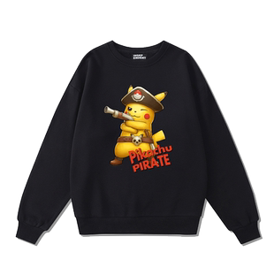 皮卡丘cos海盗船长卫衣日系潮流休闲卡通动漫联名印花宽松男帽衫