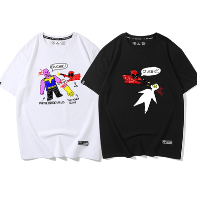 漫威神盾局Marve创意印花电影死侍2Deadpool周边男女短袖棉t恤夏