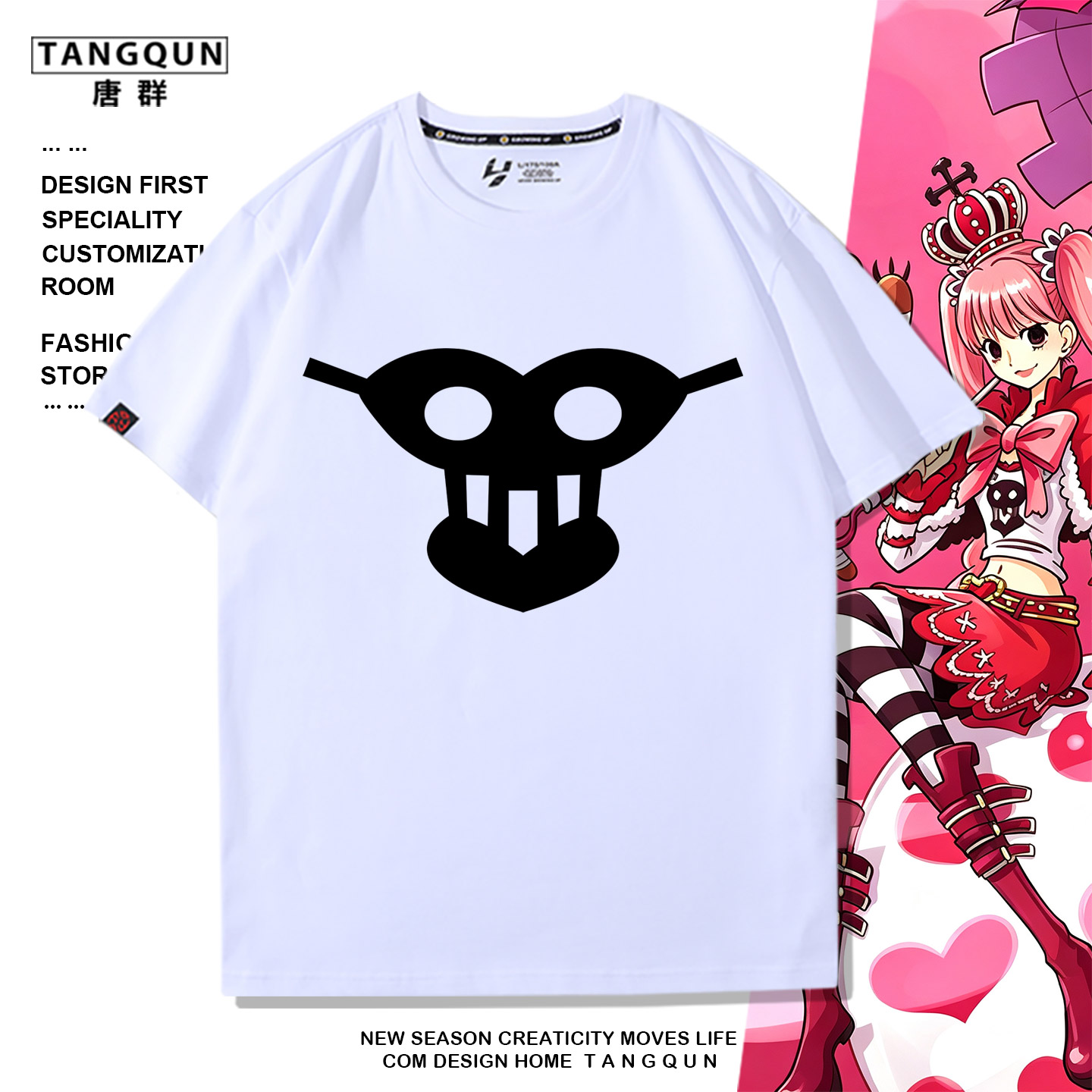动漫周边海贼王onepiece佩罗娜cos服幽灵公主印花同款短袖卡通T恤