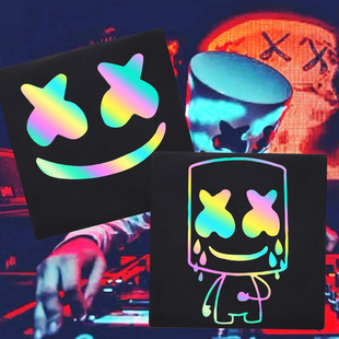 炸街痞帅卫衣男电音DJ打歌服七彩反光外套潮牌棉花糖圆领摇滚上衣