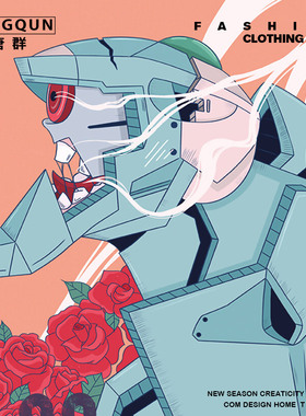 复古卡通潮牌EVA010200号机潮牌圆领印花男士宽松休闲潮牌上衣