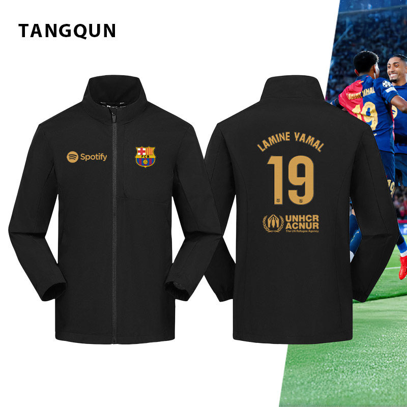 可定制巴萨队服亚马尔足球衣服冲锋衣夹克男女球迷服立领休闲外套
