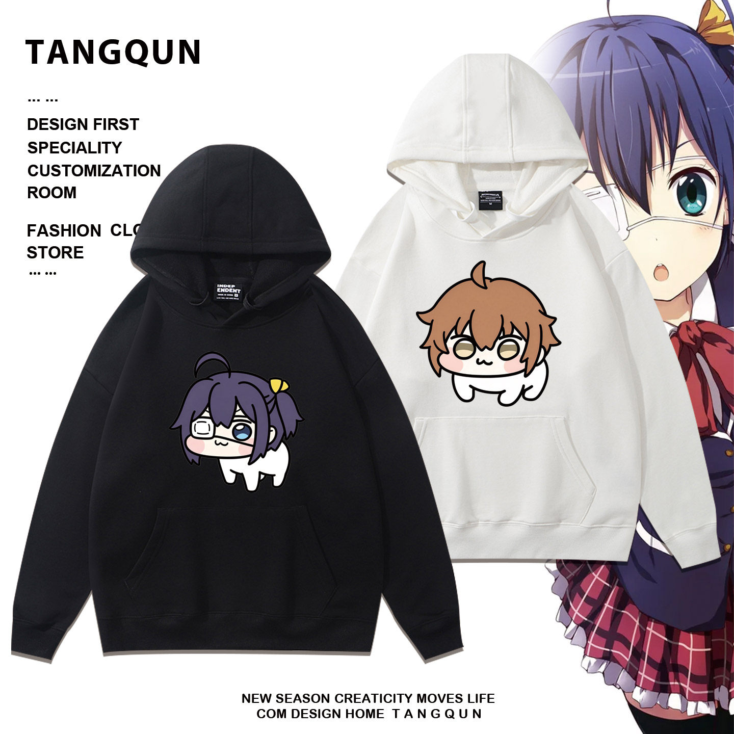 小鸟游六花doro狗中二病也要谈恋爱二次元连帽印花卫衣学生潮衣服