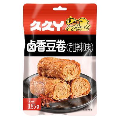 久久丫卤香豆卷甜辣味185g袋装解馋即食豆腐卷豆干休闲零食小吃