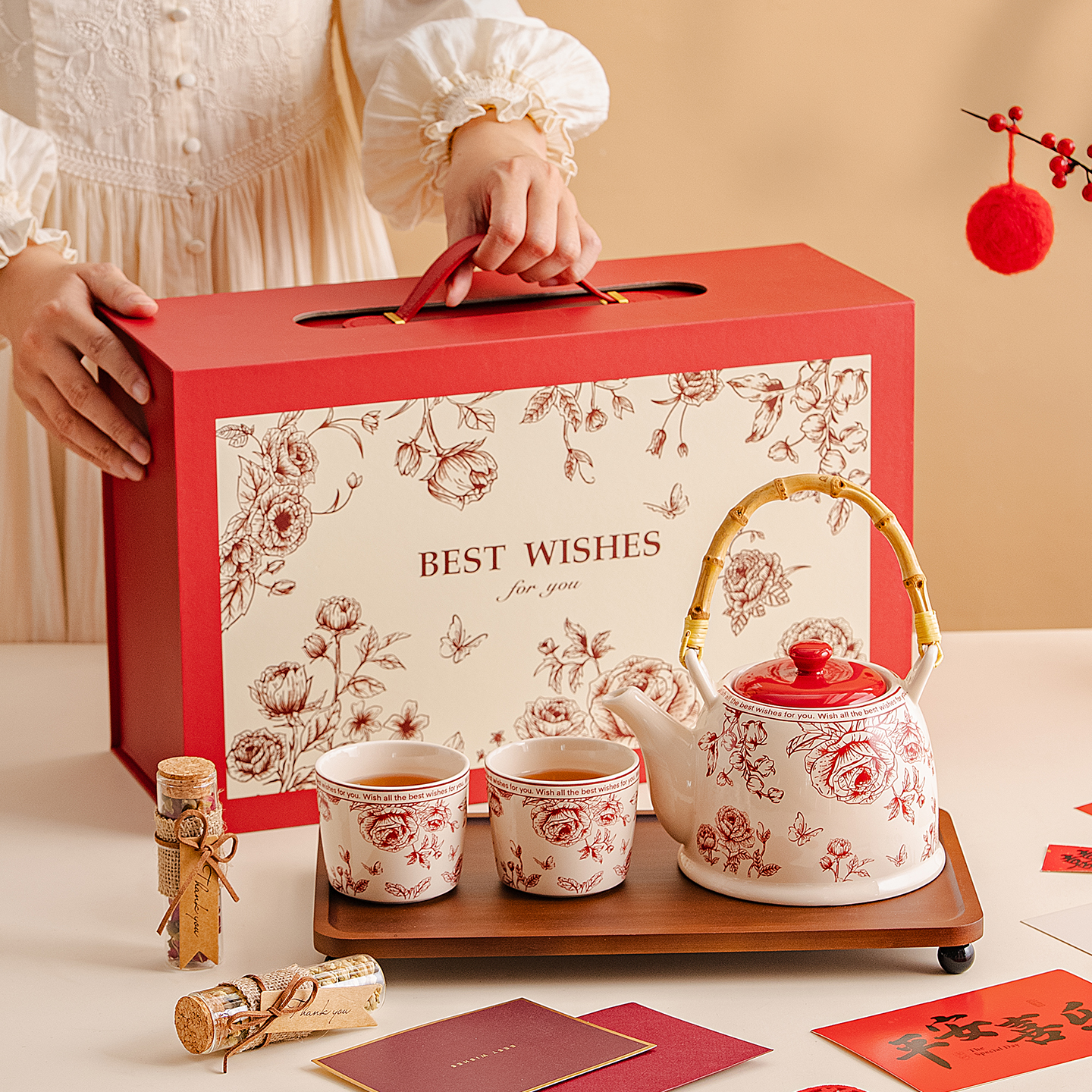 创意新婚礼物送新人闺蜜姐姐高级实用结婚茶具壶杯子套装礼盒订婚