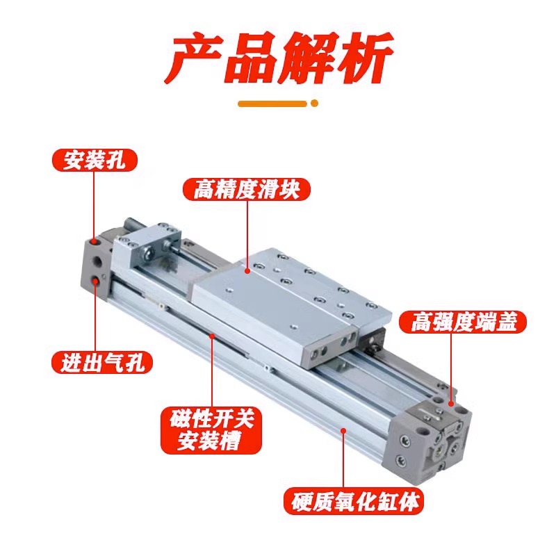 SMC机械无杆气缸MY2H/MY2HT16G/25G-100/300/500/600/800/1200L H