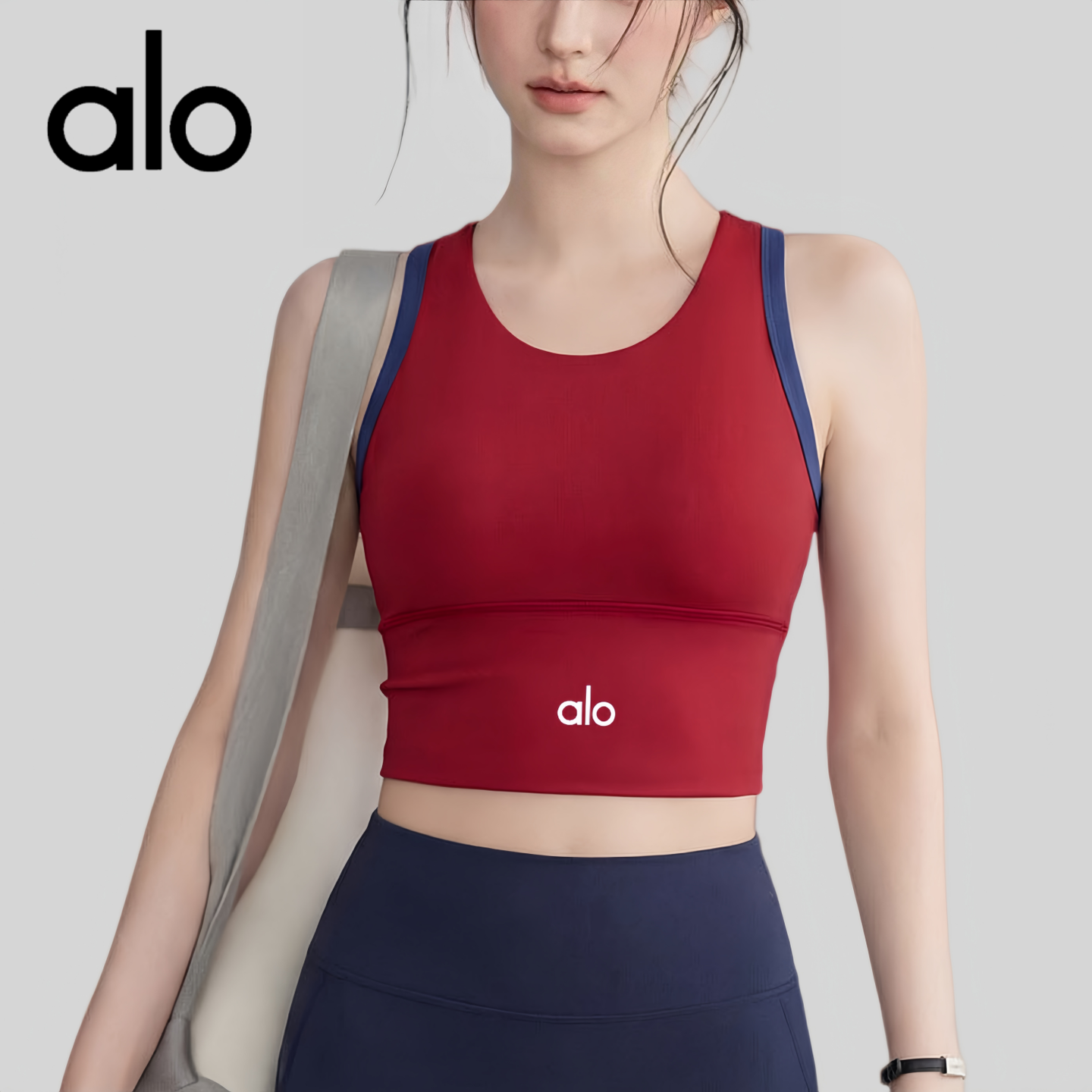 AIo 瑜伽服背心女带胸垫运动内衣文胸普拉提训练套装跑步健身上衣