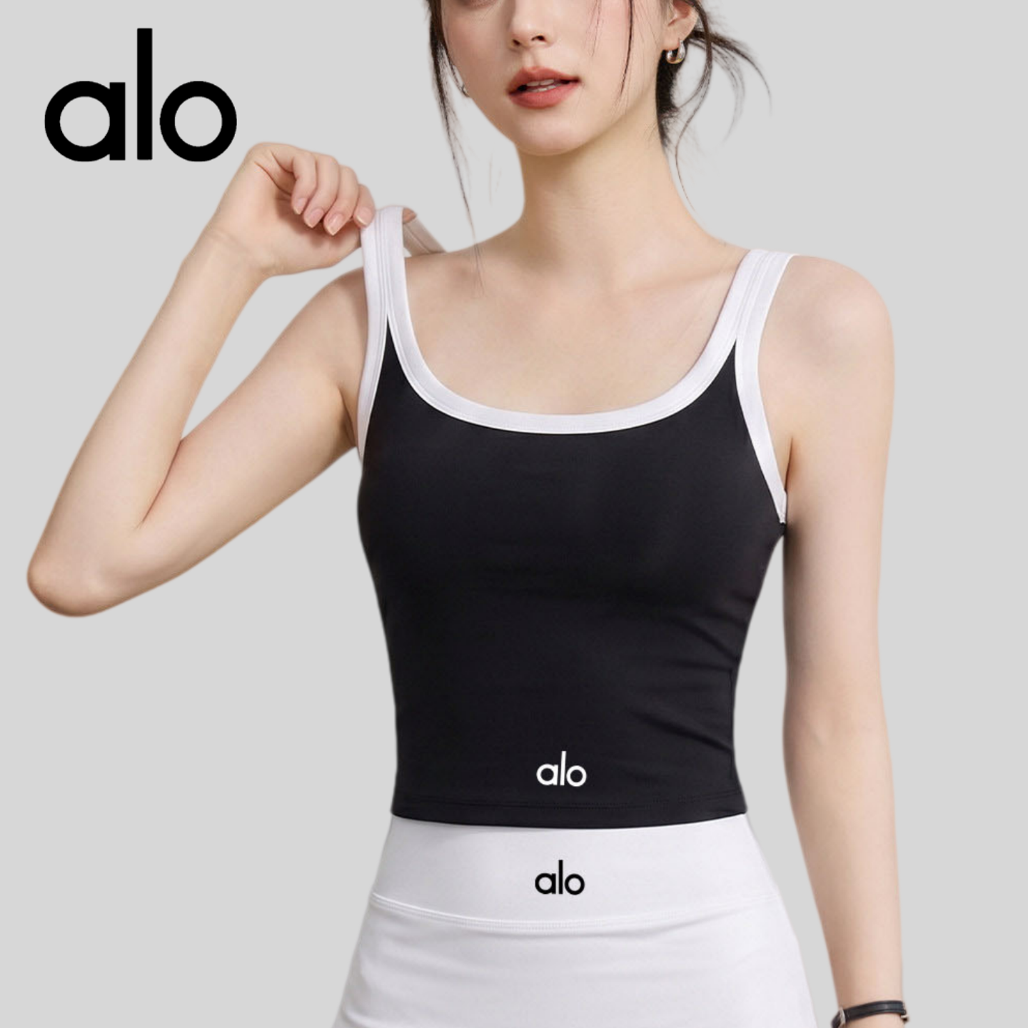 AIo 瑜伽服女夏带胸垫运动背心防震外穿跑步内衣透气无袖健身上衣