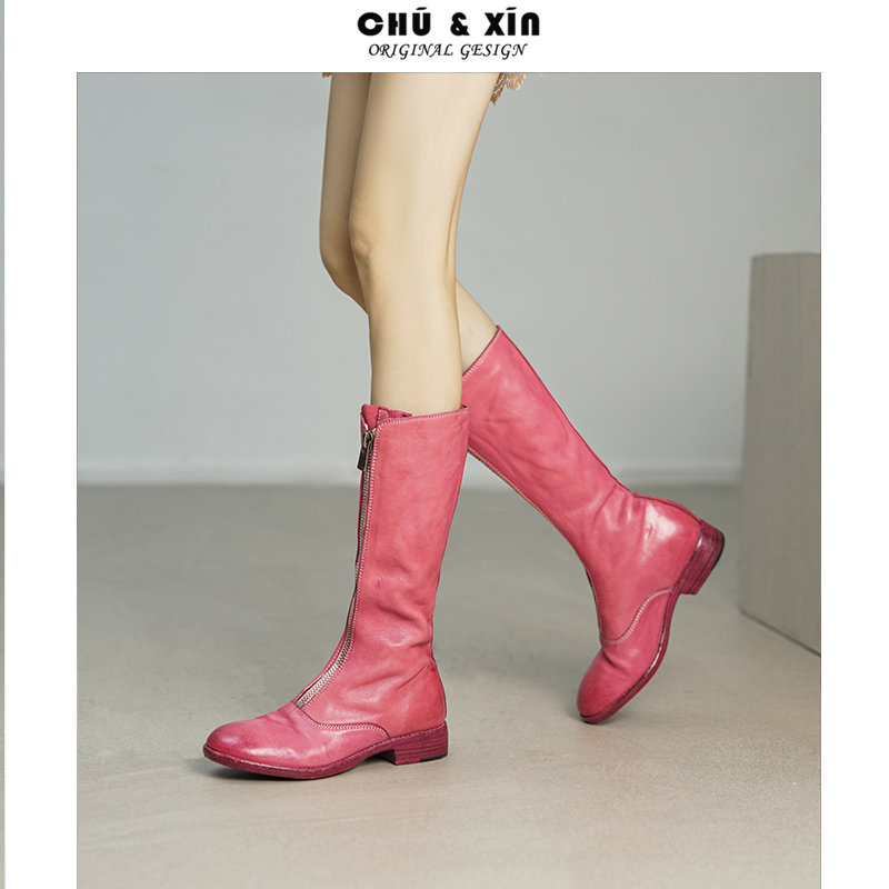 水洗马皮显瘦鬼帝长筒靴骑士靴女