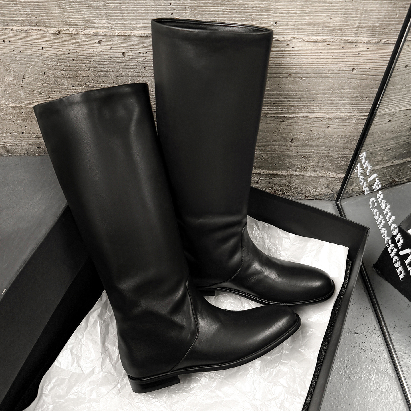 意大利头层牛皮显瘦骑士靴长筒靴