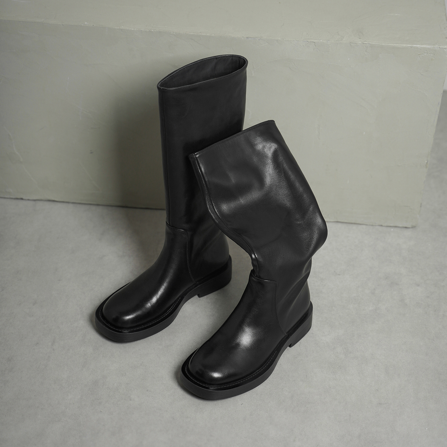 意大利头层牛皮显瘦骑士靴长筒靴