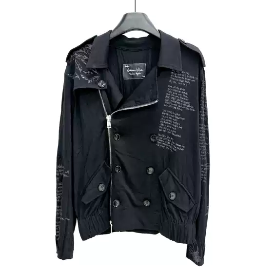 Number (N)Ine 08Ss Birds Feather Poetry Biker Jacket