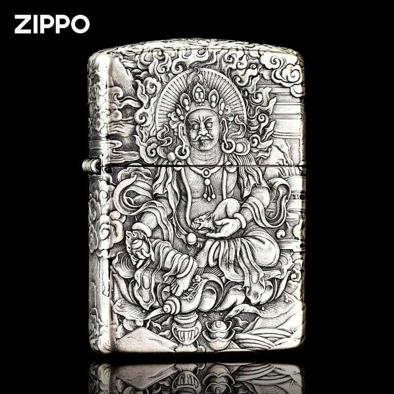 zippo打火机原装正品正版官方盔甲3D浮雕立体黄财神男士送礼物