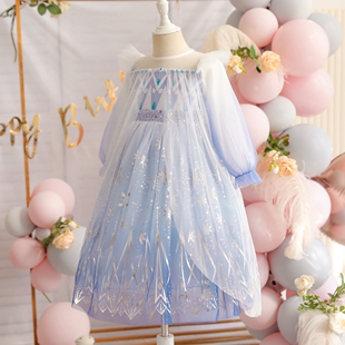 冰雪奇缘爱莎艾莎公主裙女童春装夏季新款女孩爱沙迪士尼连衣裙子