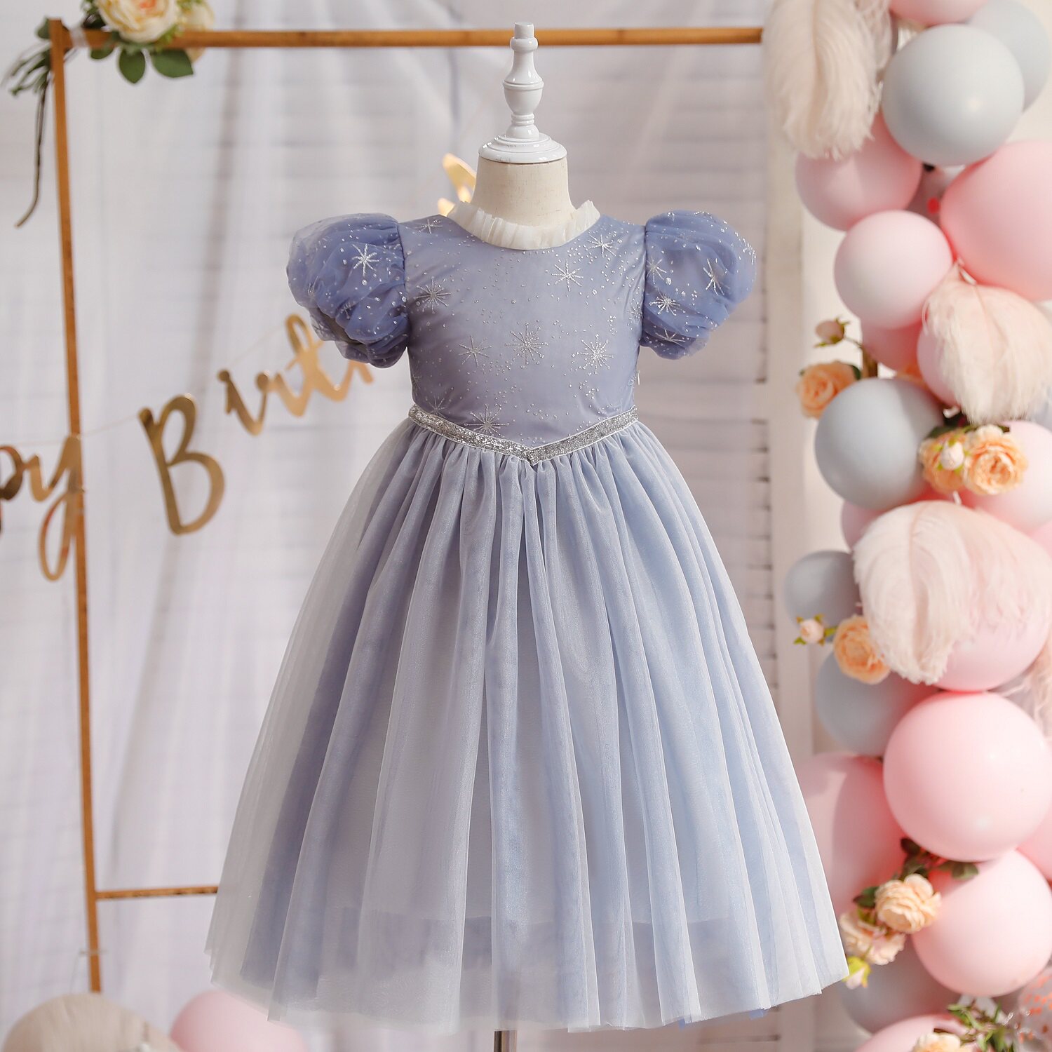 爱莎艾莎公主裙夏季女童冰雪奇缘夏天迪士尼夏装爱沙生日连衣裙子