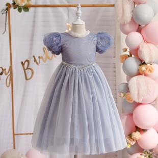 爱莎艾莎公主裙夏季女童冰雪奇缘夏天迪士尼夏装爱沙生日连衣裙子