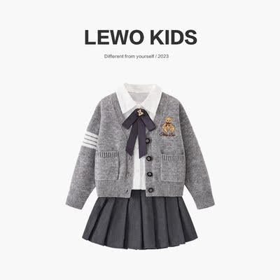 学院风春秋女童jk制服套装百褶裙