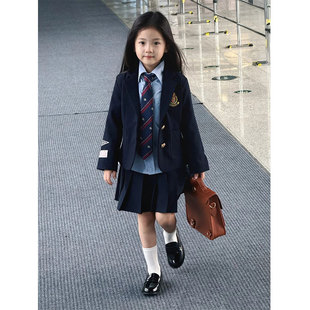 英伦JK学院风套装女童2026秋冬新款洋气时髦西服衬衣百褶裙连衣裙
