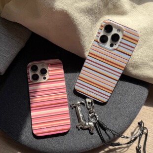 Theearthroom 原创暖色条纹秋冬配色imd磁吸手机壳 苹果手机壳