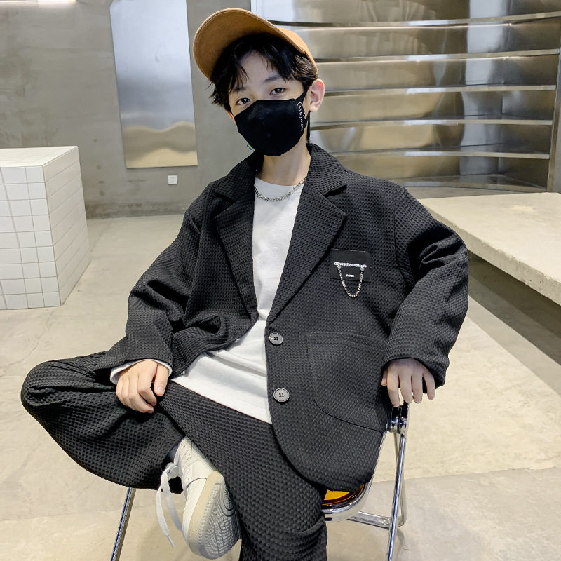 男童秋装套装2023新款儿童西服两件套男孩洋气春秋季休闲中大童装