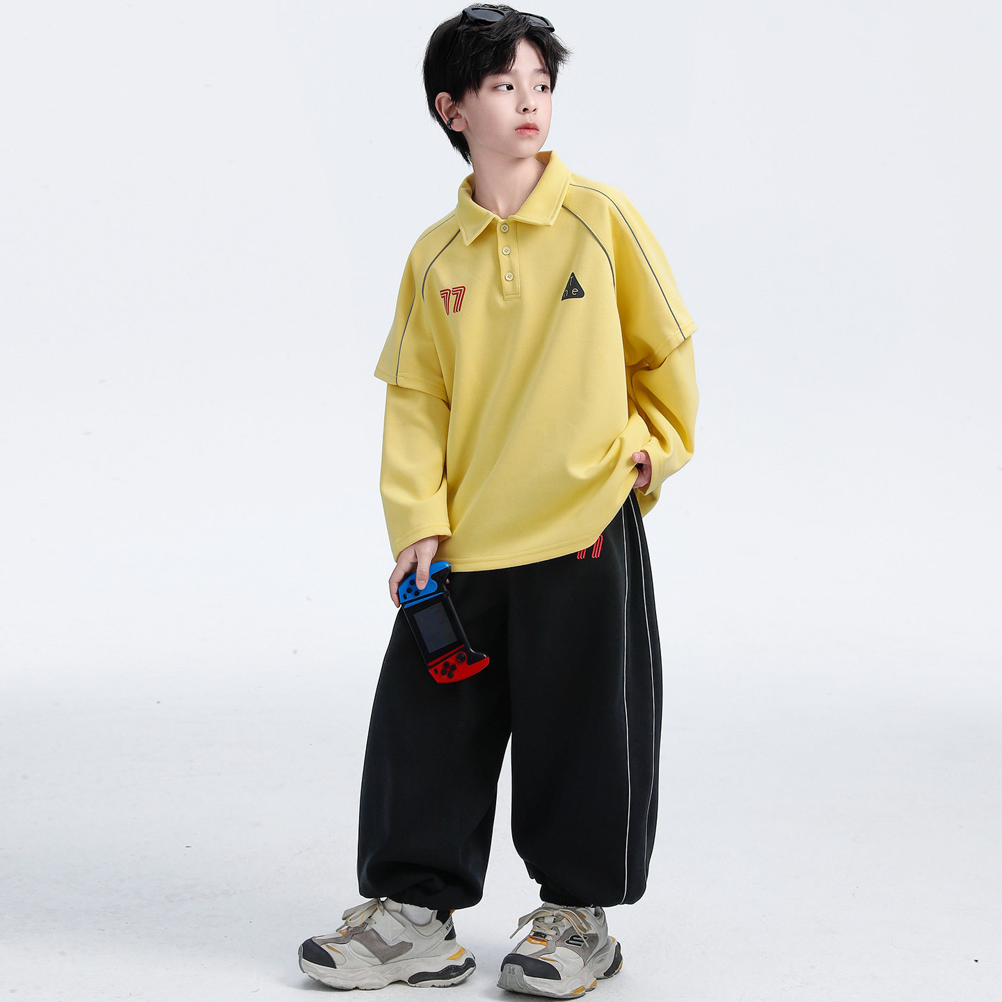 男童长裤套装2026春装新款绅士学院风POLO两件衬衫衣服帅气两件套