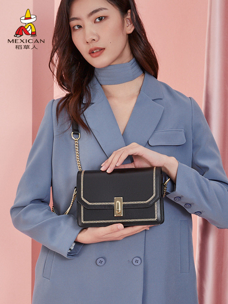 Scarecrow leather handbag 2022 new fashion cowhide chain small bag all-match ladies shoulder bag Messenger bag