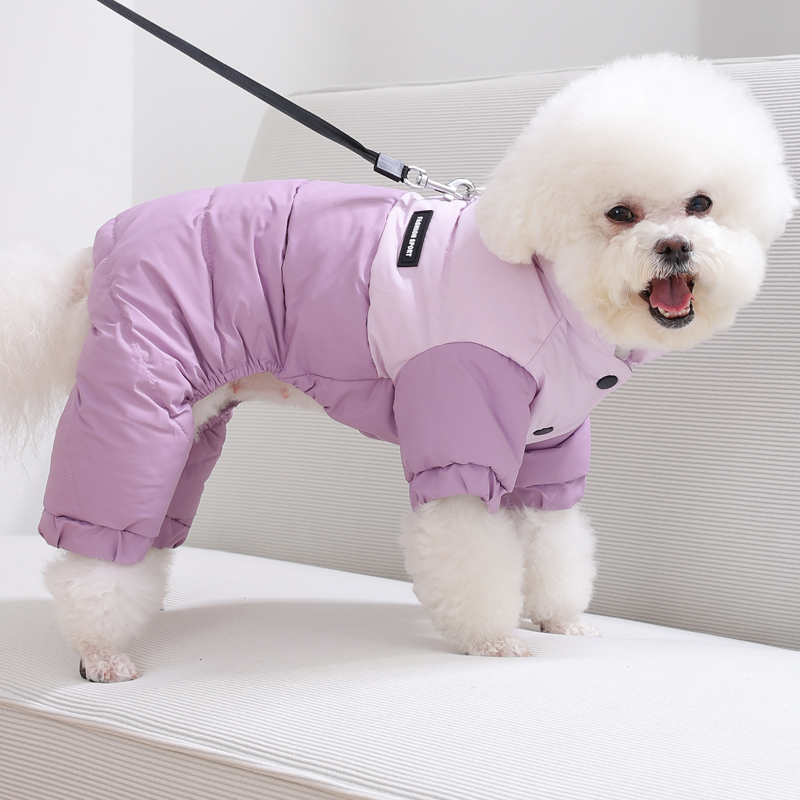 小狗狗衣服四脚衣冬装中小型犬博美泰迪比熊棉服可牵引幼犬保暖衣