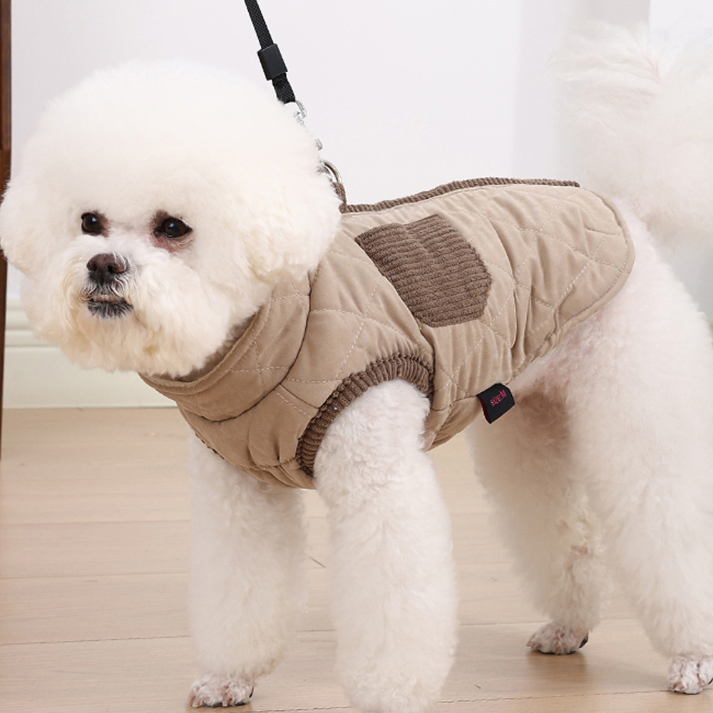 狗狗衣服冬装泰迪比熊两脚保暖衣可牵引绳中小型犬贵宾加绒棉马甲