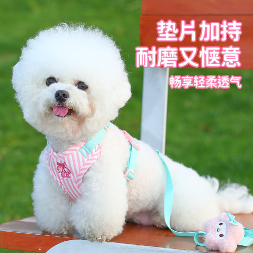 狗狗牵引绳小型犬背心式遛狗绳比熊泰迪宠物背带防挣脱牵狗绳狗链