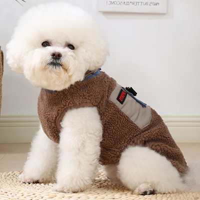 秋冬季狗狗衣服中小型犬泰迪博美比熊加绒保暖棉衣可牵引羊羔绒衣