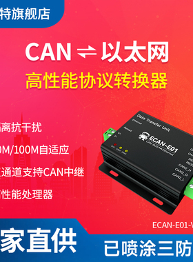 双通道CAN2.0转以太网Ethernet网关协议转换隔离抗干扰通信串口服务器CAN-BUS转RJ45双向透传10M/100M自适应
