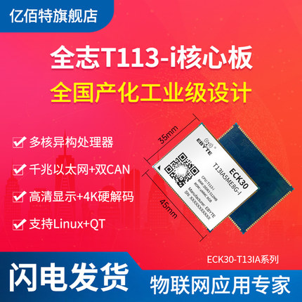 工业级全志T113-i双核Linux核心板A7+RISC-V+DSP千兆网4K高清HMI