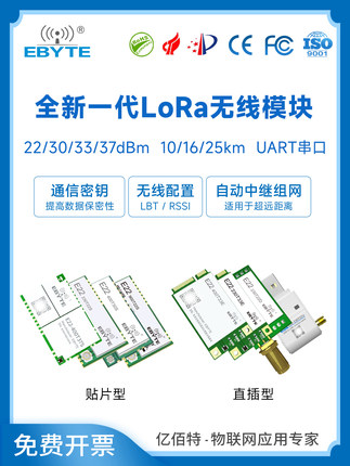 SX1262/SX1268串口收发433/900M自动组网低功耗射频lora无线模块