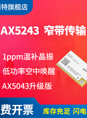 亿佰特433M无线模块AX5043升级AX5243窄带数传低功耗单片机贴片型
