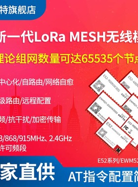 LoRa无线模块433/915M远距离MESH自组网路由透传UART串口模组2.4G