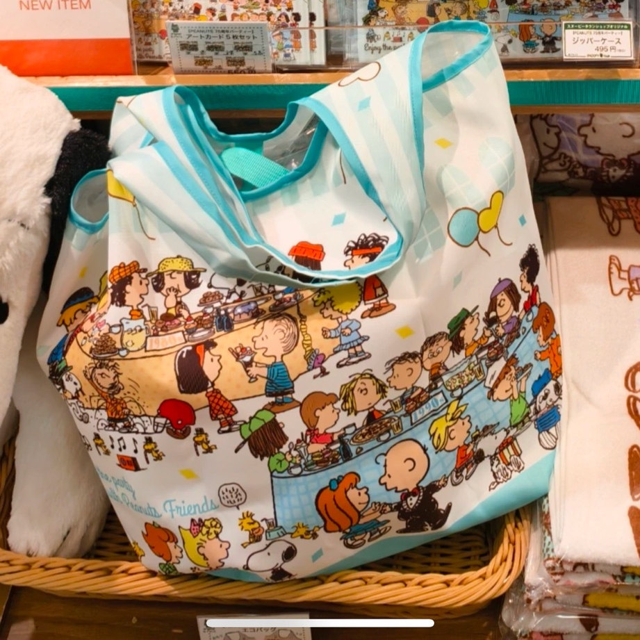 日系卡通可爱折叠环保购物袋新款大容量可爱狗狗75周年手提单肩