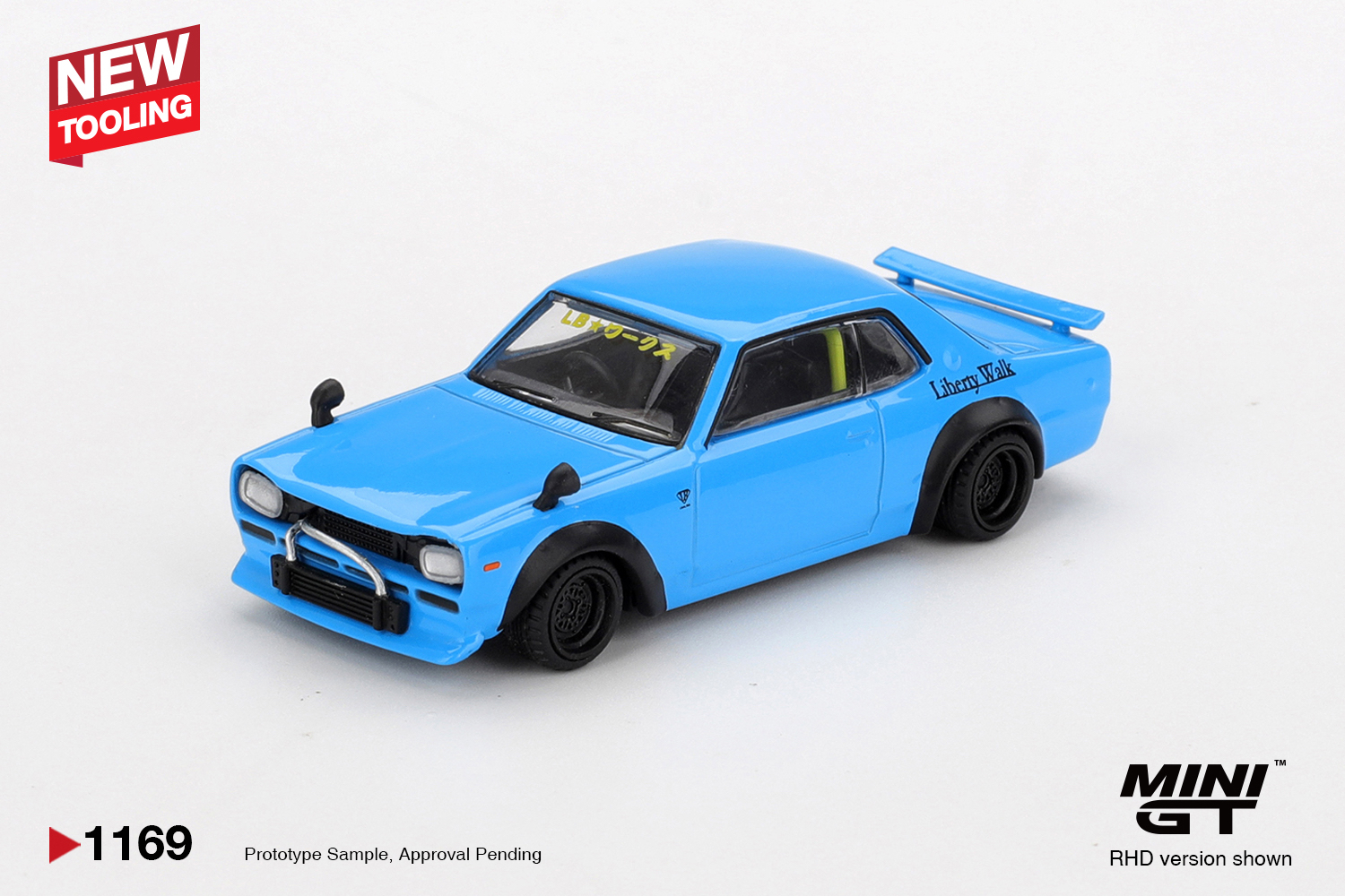 [V的预售]MINIGT 1:64 #1169 日产Nissan  LBWK蓝色 合金汽车模型