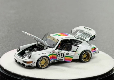 [现货]PGM 1:64 保时捷911 RWB 964 白苹果 合金汽车模型